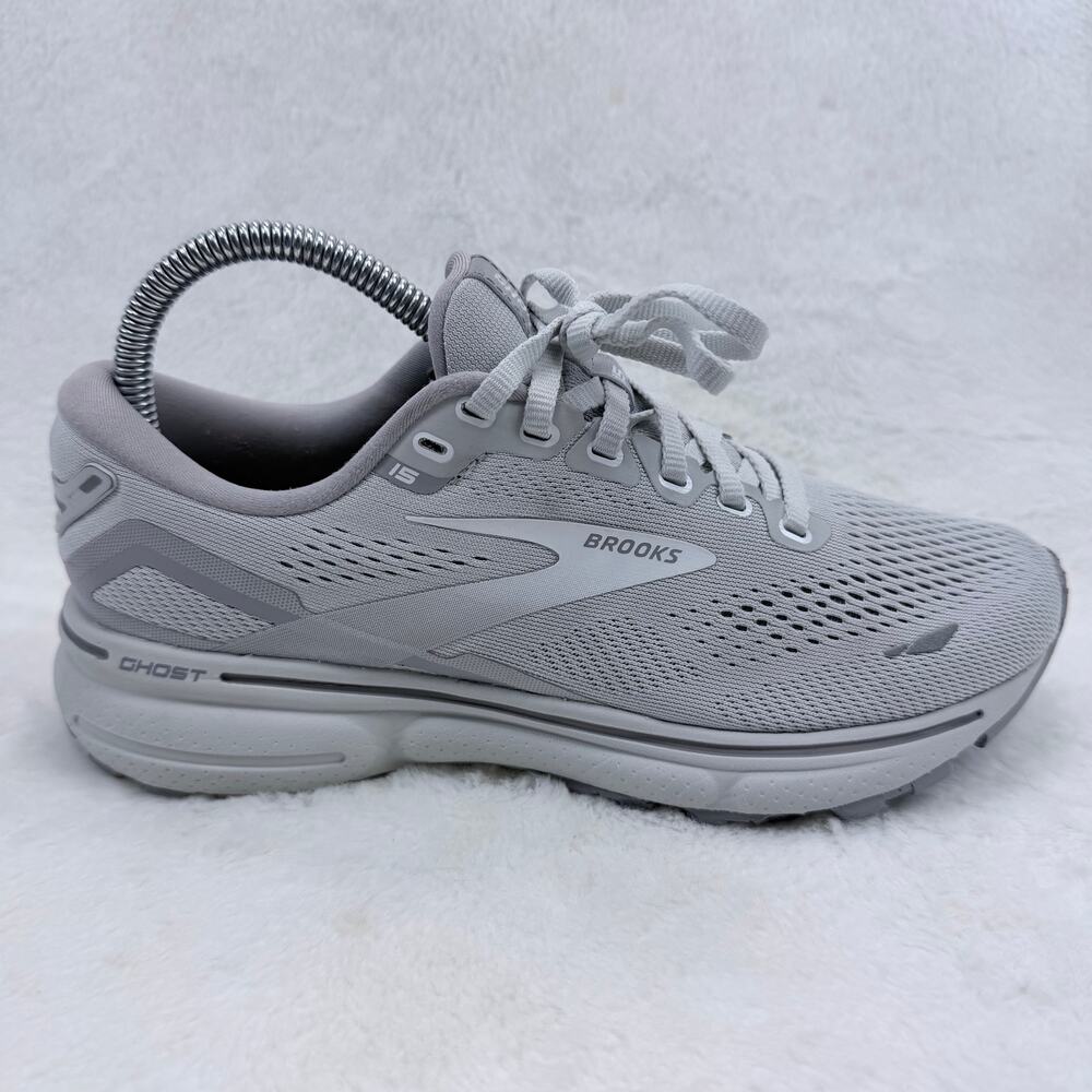 Brooks Ghost 15 Womens Running Shoes Gray Oyster Alloy Size 7 Athletic Sneakers
